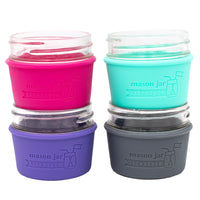 Enchanted 4oz silicone sleeves 4pk: berry pink, aquamarine, ultra violet, and charcoal gray.