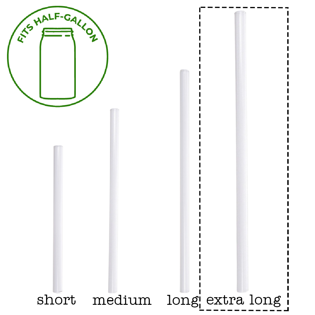 Extra Long Glass Straws for Half Gallon Mason Jars 4 Pack + Cleaner