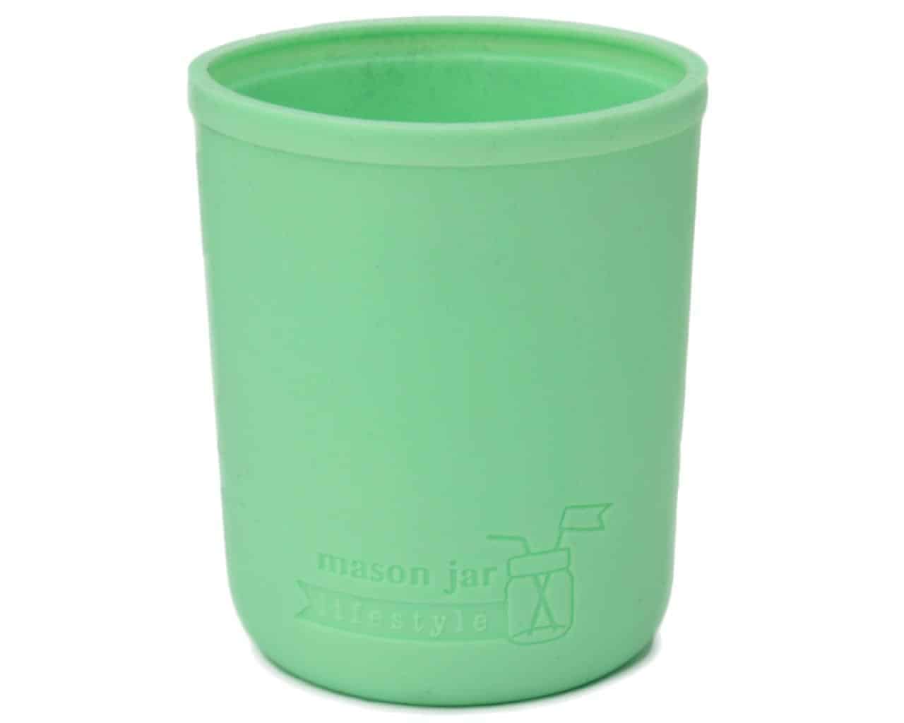 Silicone Sleeve for Regular Mouth Pint 16oz Mason Jars Leaf Green