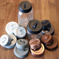 Seven kinds of decorative handle / canister lids for regular and wide mouth Mason jars