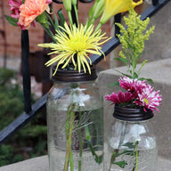 Oil rubbed bronze / antique copper frog / flower organizer lids with chicken wire for regular and wide mouth Mason jars with flowers