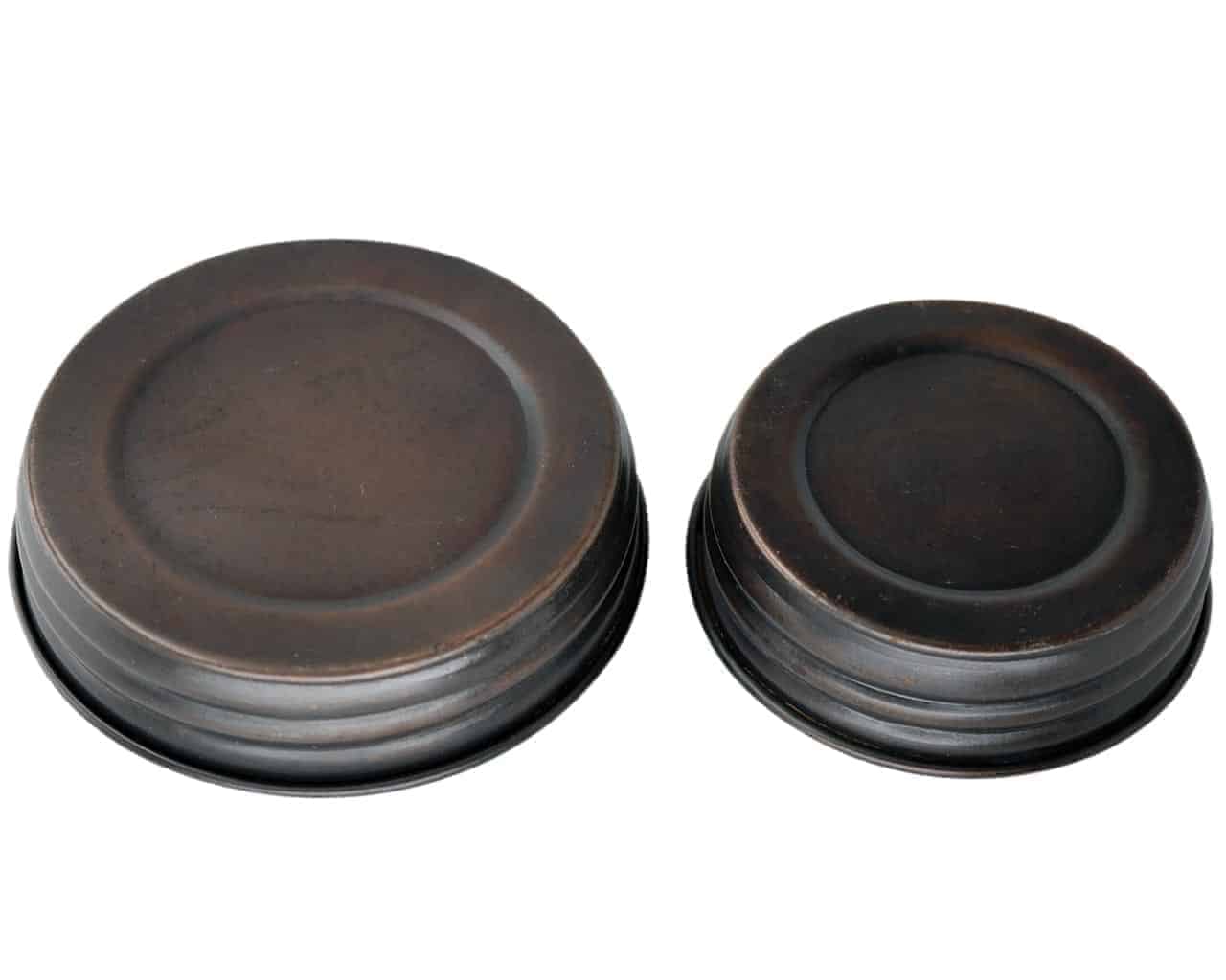 Oil rubbed bronze antique copper decorative lids for regular and wide mouth Mason jars