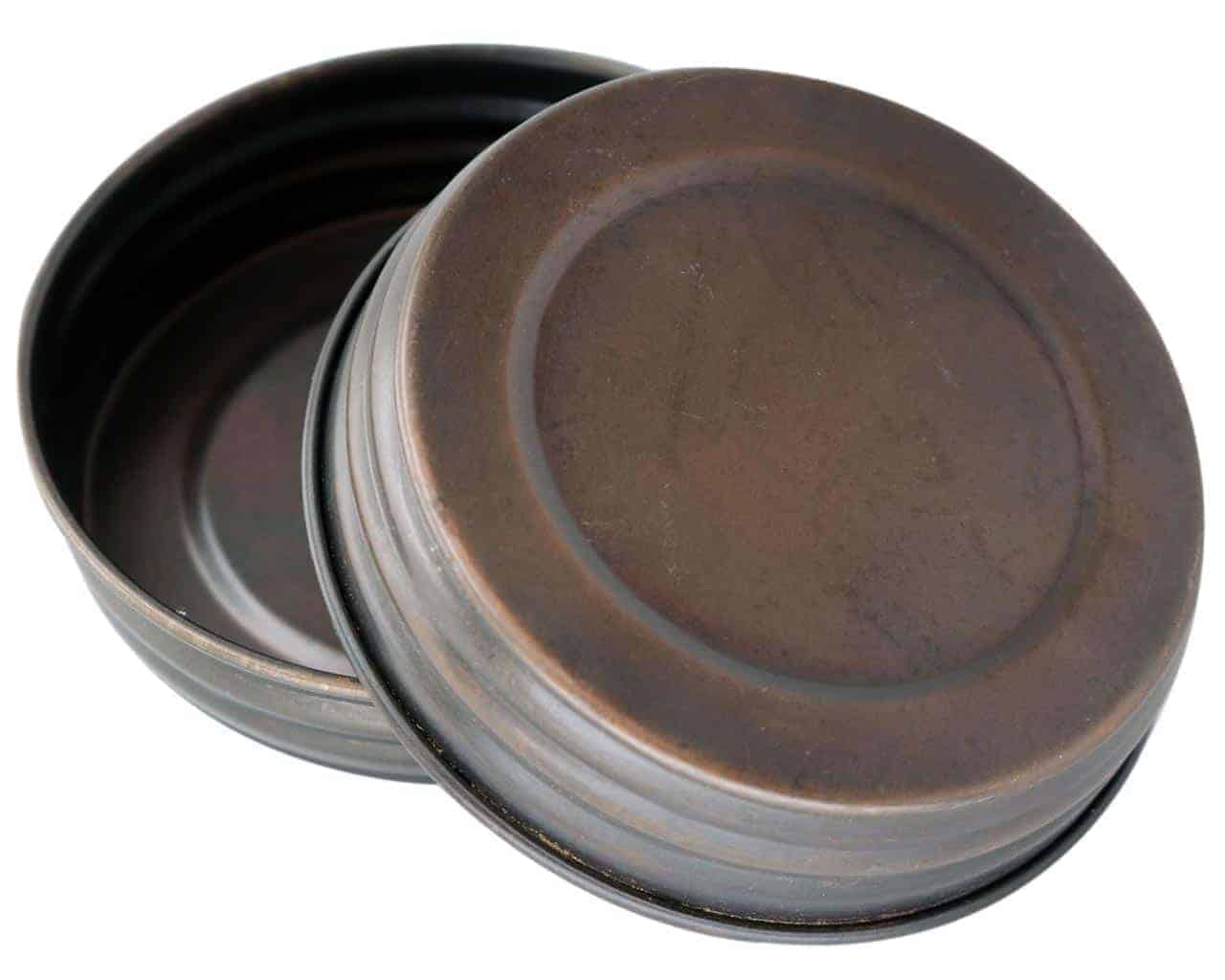 Oil Rubbed Bronze Vintage Reproduction Mason Jar Lids 4 Pack