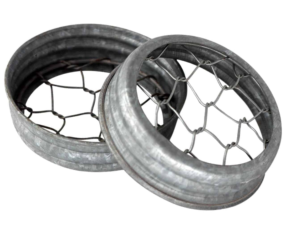 Mason Jar Lifestyle antique galvanized metal chicken wire frog flower organizing lid regular mouth mason jars