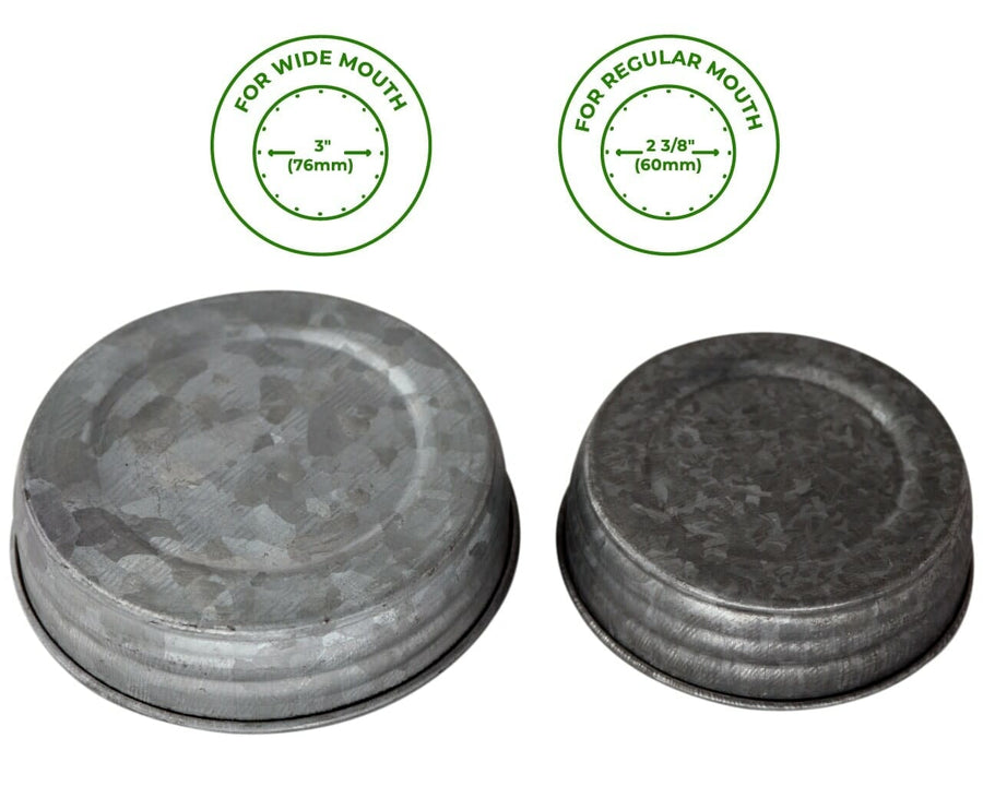 Galvanized Vintage Reproduction Lids for Wide and Regular Mouth Mason Jars