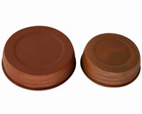 Antique rust brown decorative lids for regular and wide mouth Mason jars
