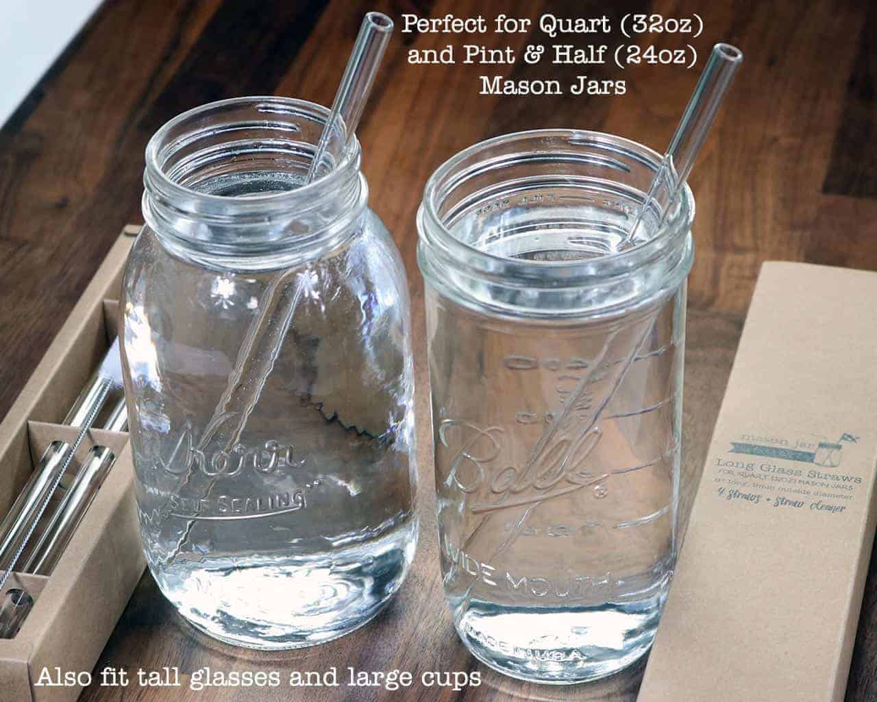 Medium Bent Glass Straw for Pint Mason Jars
