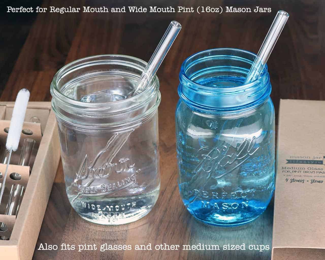 Medium Glass Straws for Pint Mason Jars