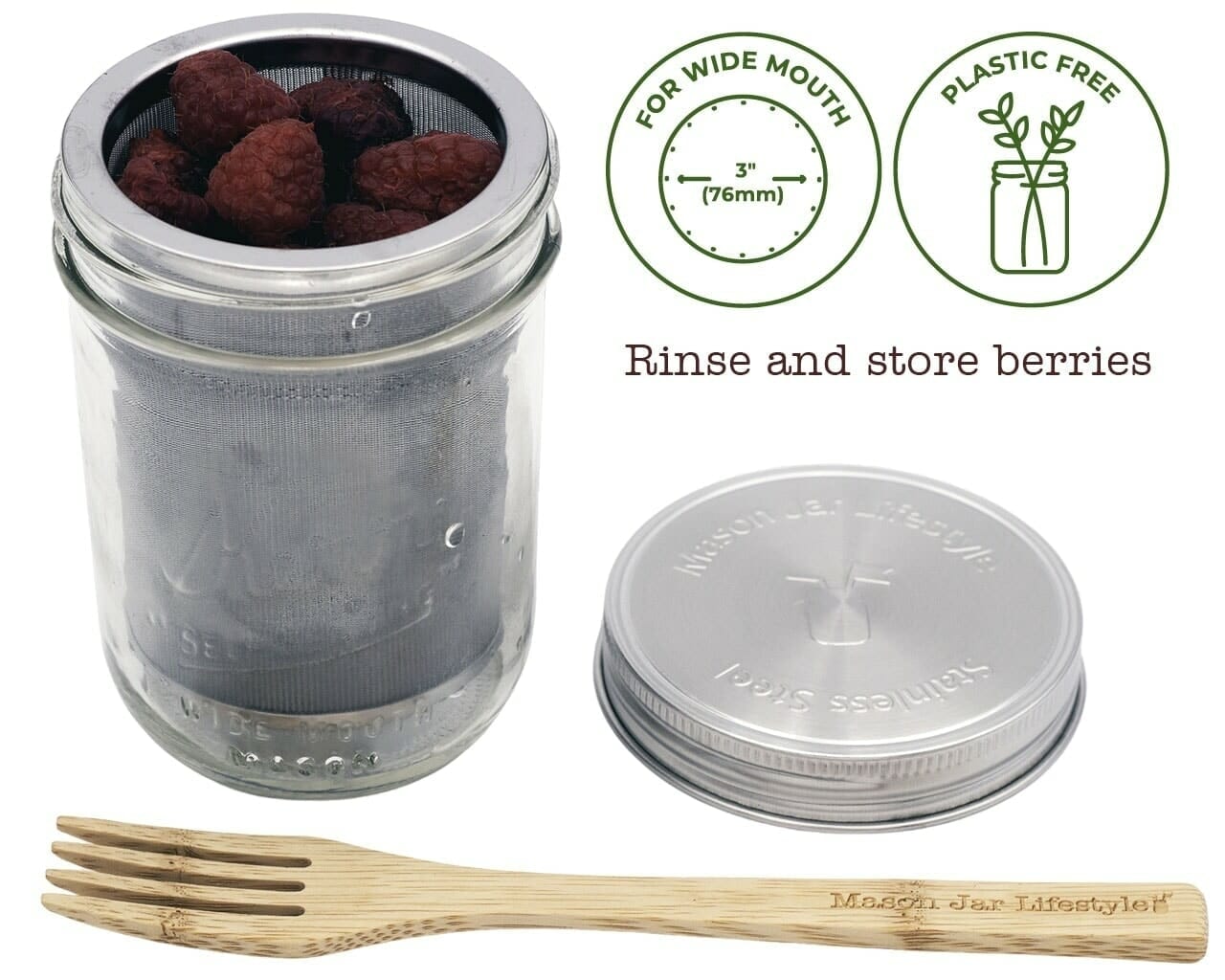 mjl-pint-16oz-cold-brew-coffee-tea-filter-maker-wide-mouth-kerr-mason-jar-rinse-berries-icons