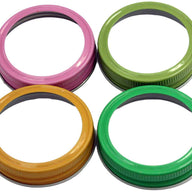 Pink, green, and yellow painted bands / rings for regular mouth Mason jars