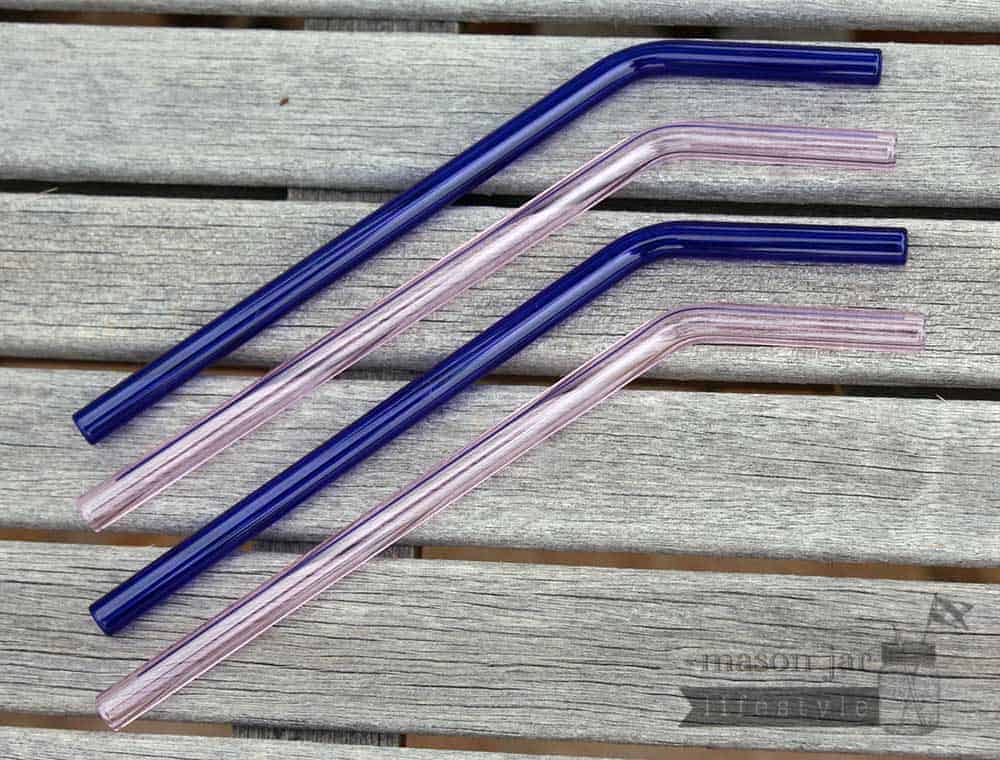 Short Bent Glass Straws for Half Pint Mason Jars Pink