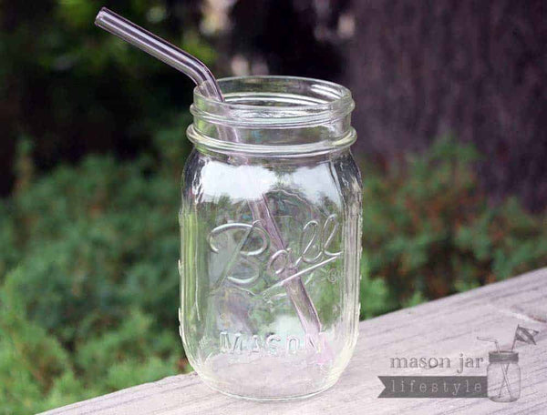 Medium Pink Bent Glass Straws for Pint Mason Jars · Mason Jar