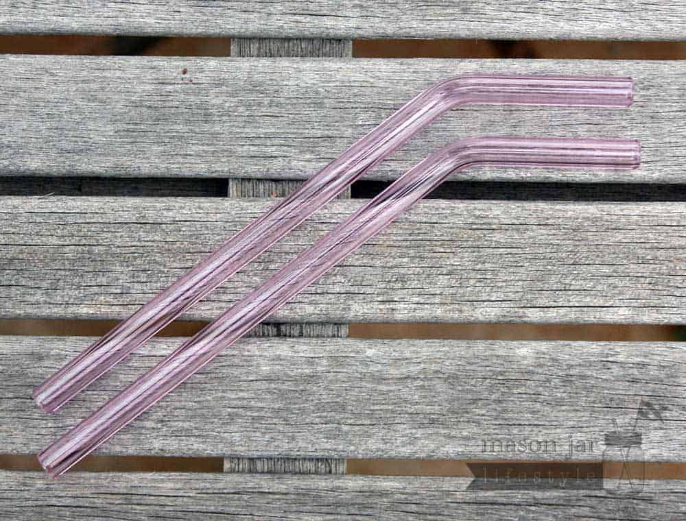 Medium Pink Bent Glass Straws for Pint Mason Jars · Mason Jar
