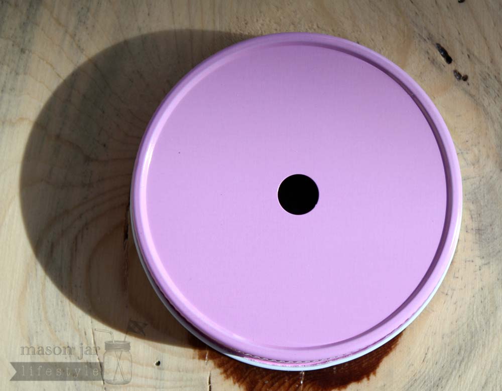Pink straw hole lid for regular mouth Mason jars