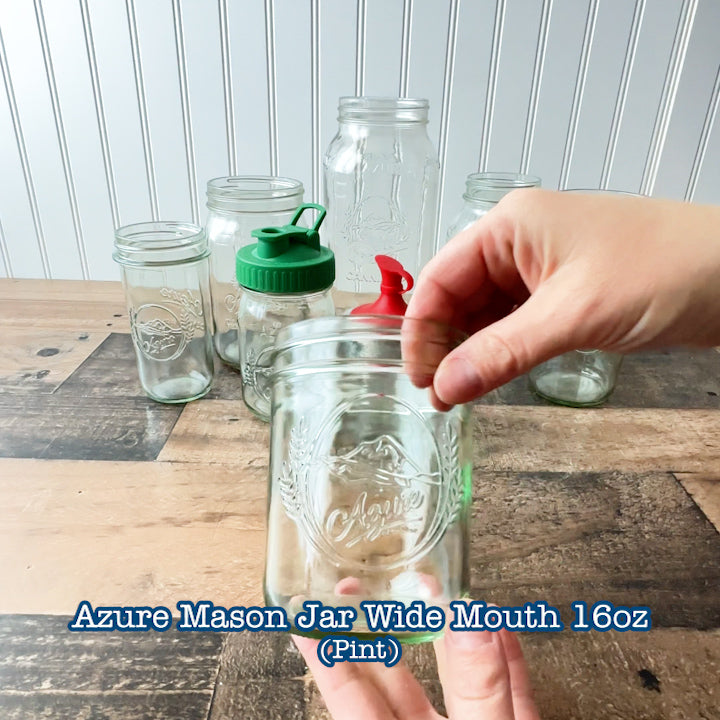The Azure jars of a different sizes next to each other, showing that they are compatible with many of our lids.