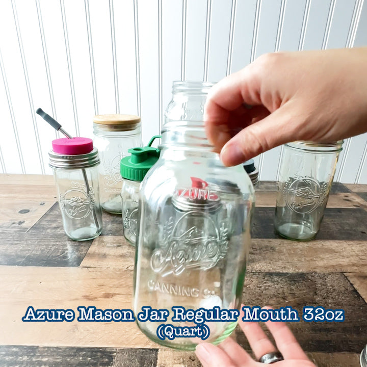 The Azure jars of a different sizes next to each other, showing that they are compatible with many of our lids.