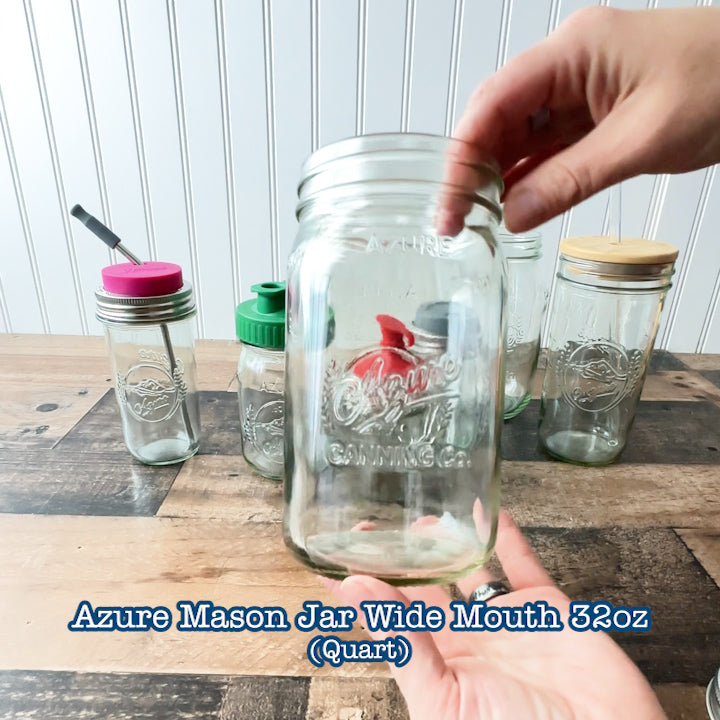 The Azure jars of a different sizes next to each other, showing that they are compatible with many of our lids.