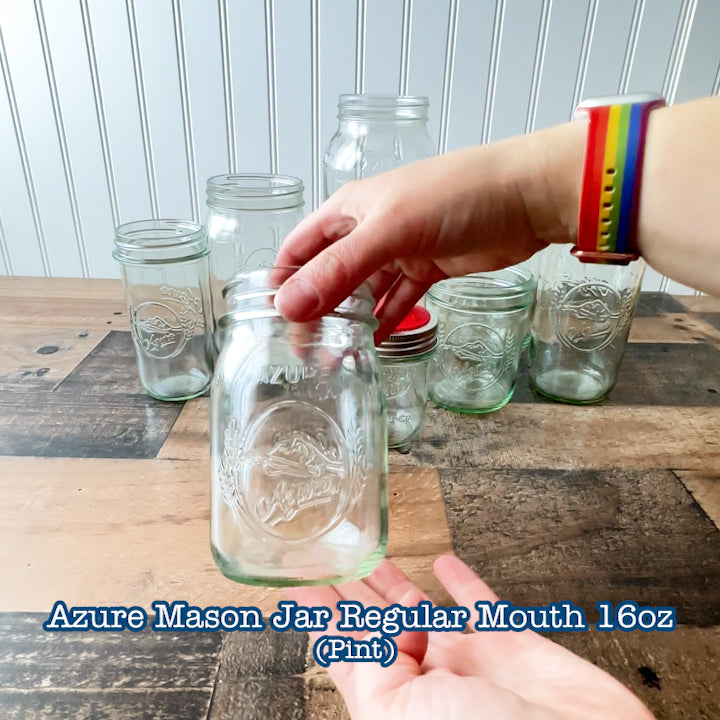 The Azure jars of a different sizes next to each other, showing that they are compatible with many of our lids.