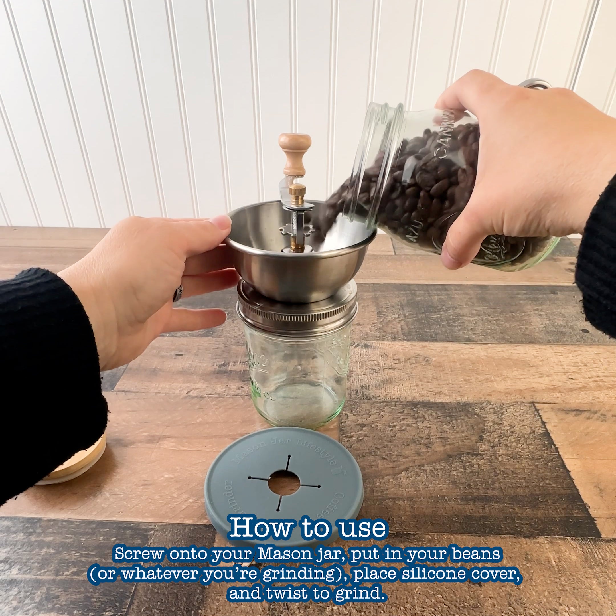 Coffee and Spice Grinder Lid for Mason Jars