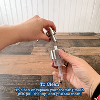Unboxing video, showing that you just need to pull off the top of the soap lid to access the mesh filter, and then pull on that to remove it.