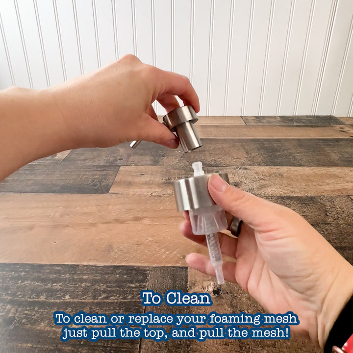 Unboxing video, showing that you just need to pull off the top of the soap lid to access the mesh filter, and then pull on that to remove it.