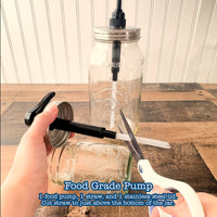 A video showing that you must cut your straw to the size of jar you use, and showing the pump in-use.
