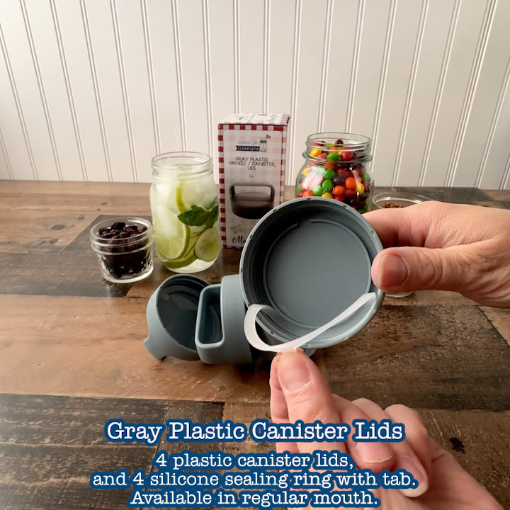 Unboxing video, demonstrates how the lids go on regular mouth Mason  jars, and works well to store wet and dry goods.