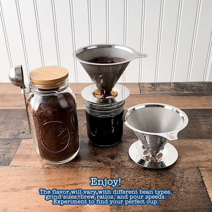 Pour Over Drip Coffee Stainless Steel Filter for Mason Jars