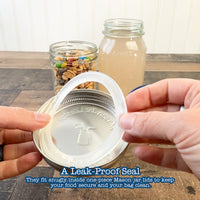 Shows the leak-proof seal by sealing a lid and shaking it upside down vigorously.