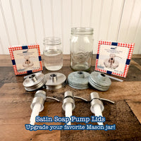 Satin / Brushed Finish Soap Pump Dispensers for Mason Jars
