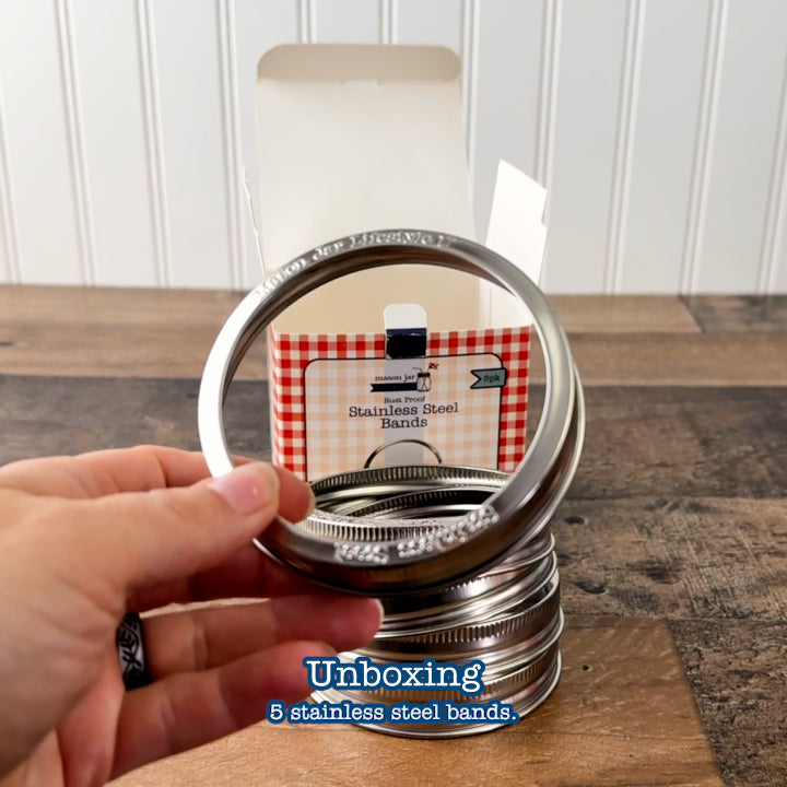 Rust Proof Stainless Steel Bands / Rings for Mason Jars 5 Pack