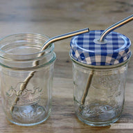 Short thin bent stainless steel straws for half pint Mason jars, small cups, kids, and cocktails
