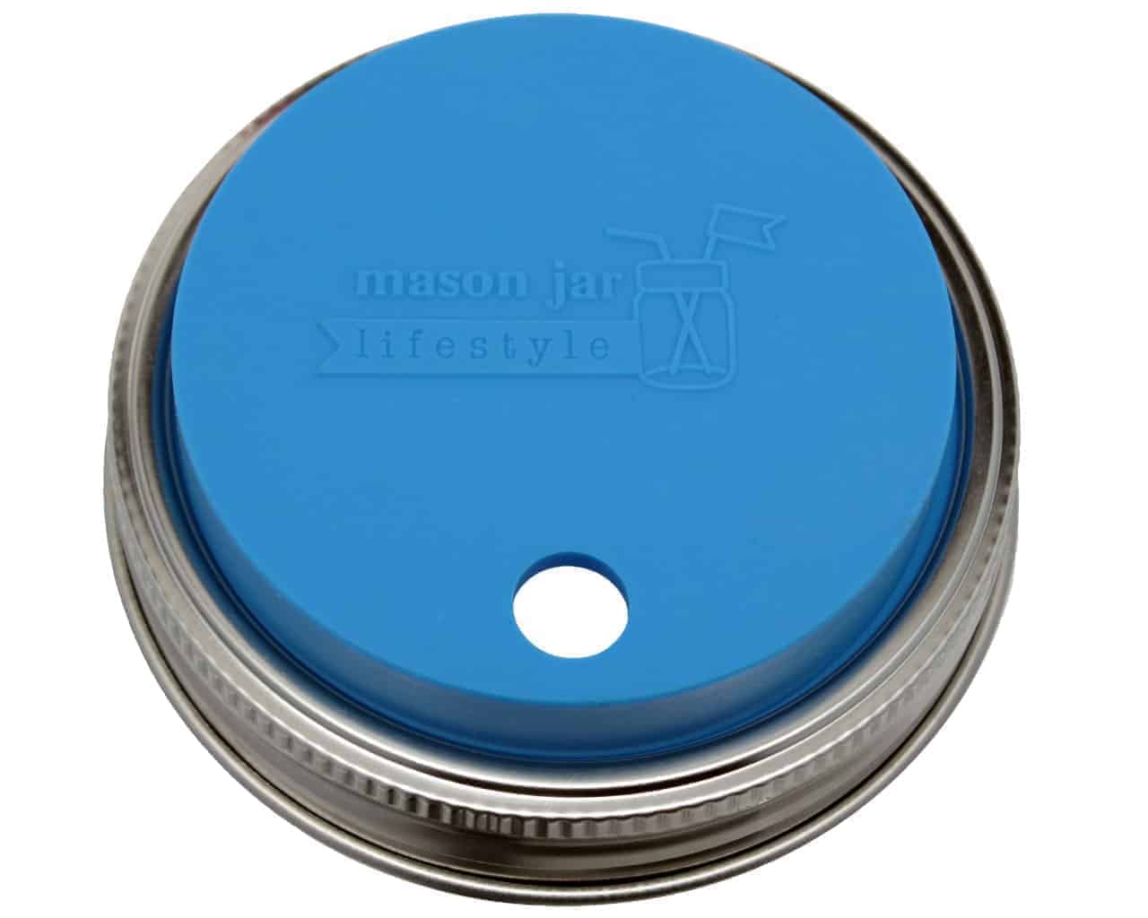 Quart Blue Mason Jar Tumbler With Stainless Steel Straw Ball