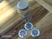 Metal snowflake lid insert for regular mouth Mason jars 4 pack