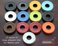 13 colors and styles of Mason jar soap pump adapter lids