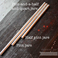 Stainless steel straws with rounded ends in three lengths for half pint, pint, and quart Mason jars