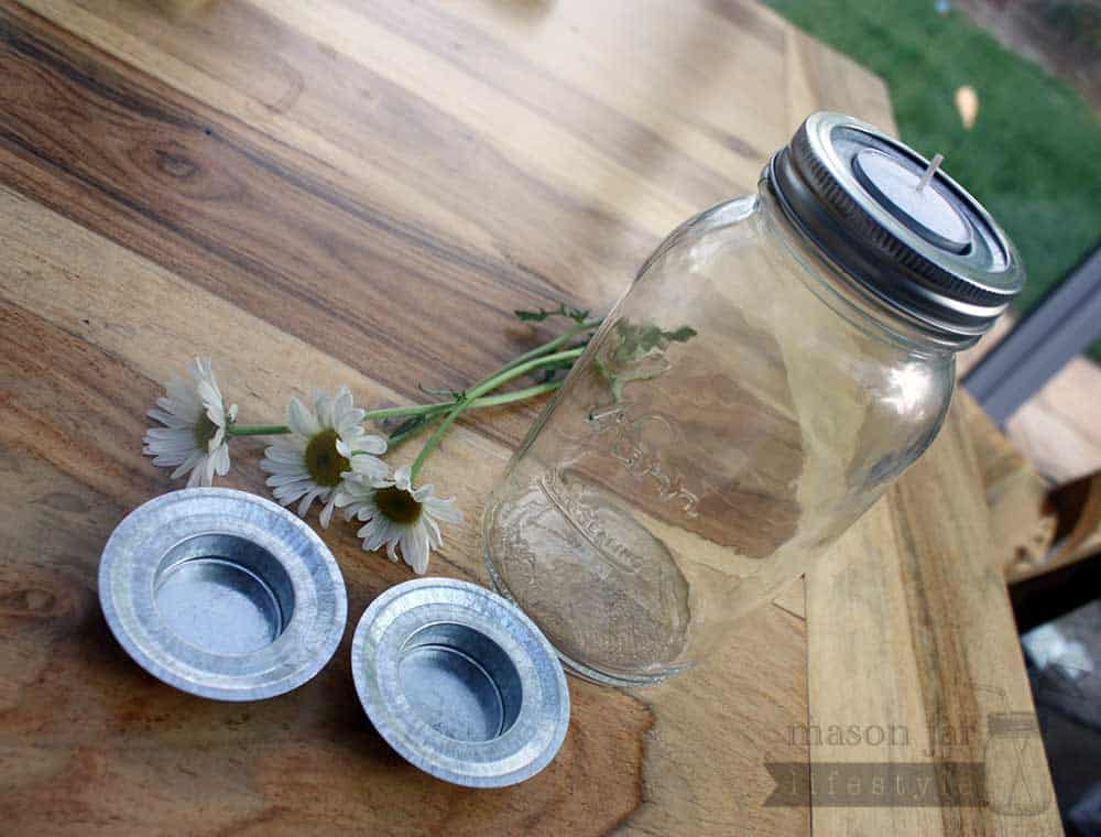 Tea light holder lid inserts for regular mouth Mason jars 3 pack