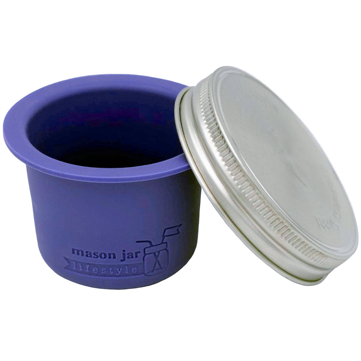 Wide mouth ultra violet divider cup for Mason jars.