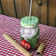 wood-straw-carrying-case-beech-food-safe-oil-mason-jar-lifestyle-pint-jar-safer-stainless-steel-straw-green-gingham-lid-mint-strawberries