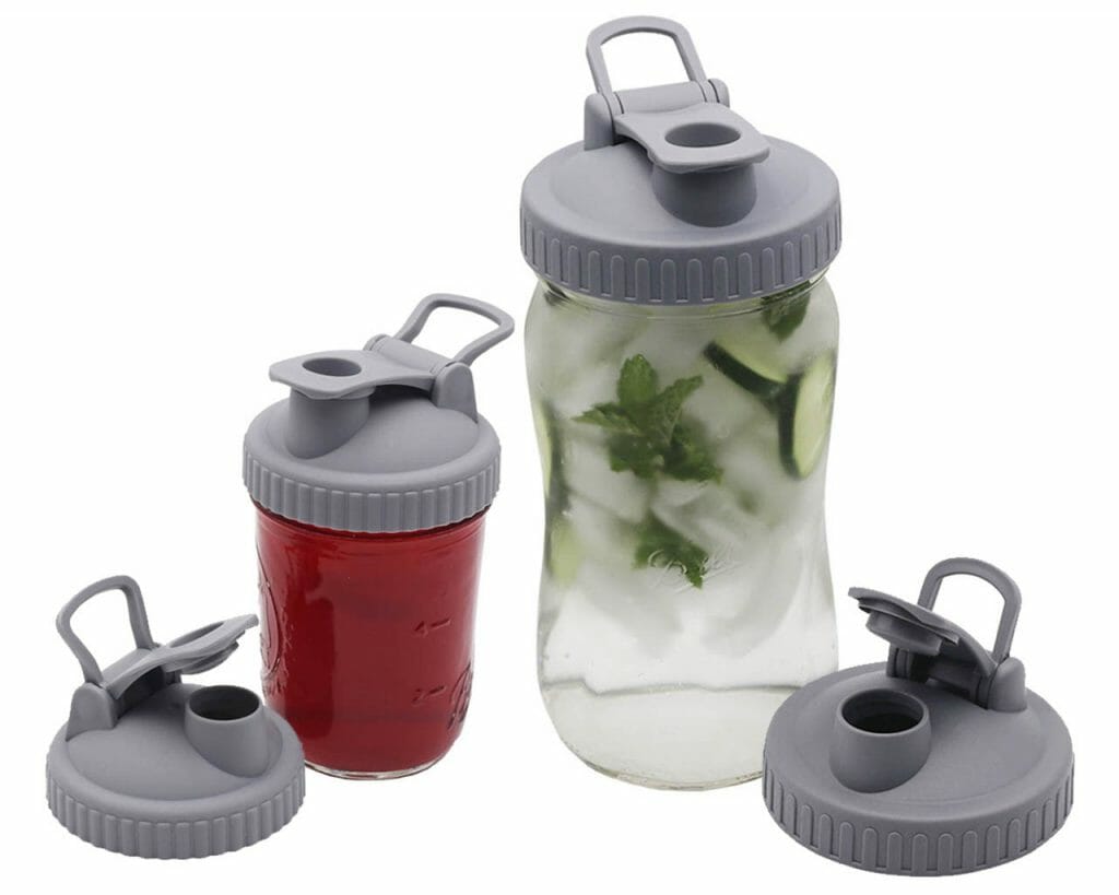 Gray Plastic Pour and Store Lid with Carry Loop for Regular and Wide Mouth Mason Jars