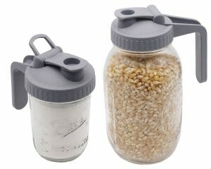 Gray Plastic Pour and Store Pitcher Lid with Handle for Regular and Wide Mouth Mason Jars
