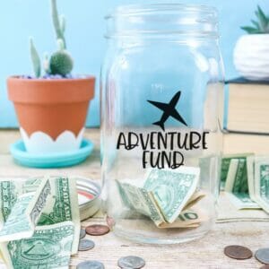 mason jar lifestyle diy vacation trip disney adventure fund coin jar money saving ideas FREE SVG File for Mason jars