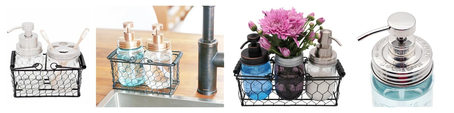 Mason Jar Lifestyle 20 Must-Have Mason Jar Kitchen Accessories best top need useful soap pump foaming dish hand lotion hand sanitizer frog flower lid flowers caddy blog